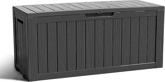 EasyUp 90 Gallon Deck Box Small Deck Box for Indoor and Outdoor,Waterproof Storage Boxs for Patio Furniture,Garden Tools,Cushions, Lockable and UV Resistant,Easy to Install(Black)