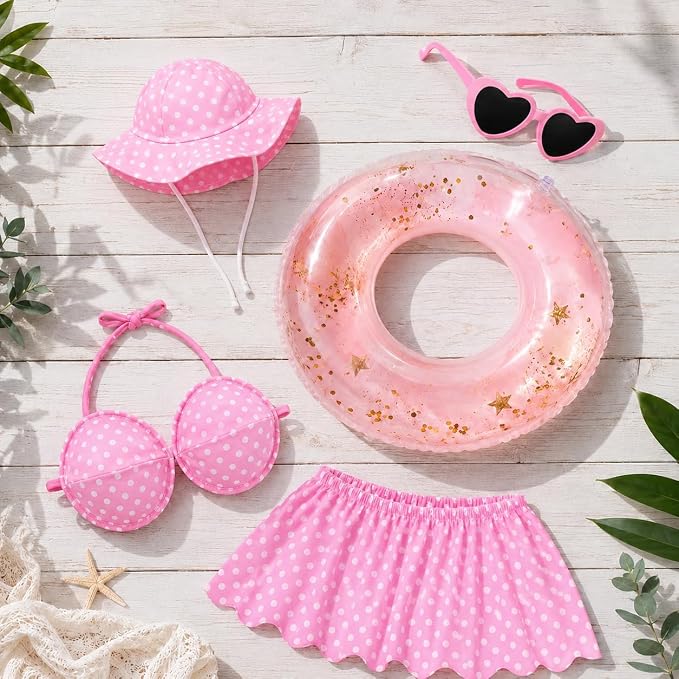 Hawaiian Swimsuit Bikini Goose Outfit, 23-inch Porch Goose Summer Costume with Swim Ring, Sunglasses & Hat, Summer Yard Decorations