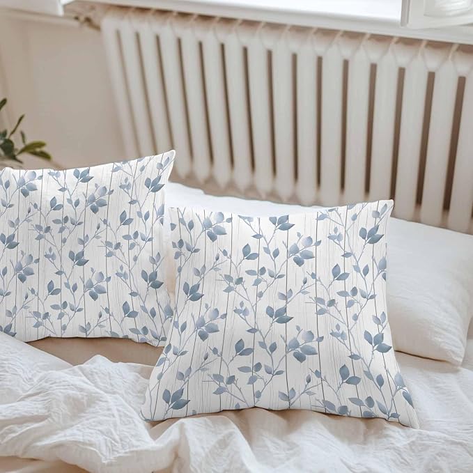 Branches Leaves Waterproof Outdoor Pillow Covers Set of 2 Home Decor, Spring Summer Botanical Wooden Rustic Pillowcase Patio Pillow Covers for Couch Bench Furniture Garden 26x26in