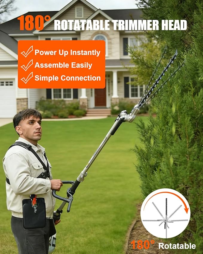 NEO-TEC 26cc 2-Stroke Gas Powered 6-in-1 Multi-Functional Weed Eater, Trimmer Combo Kit - Includes Grass Trimmer, Brush Cutter, Hedge Trimmer, Pole Saw, Edger, Extension Rod for Lawn Landscaping