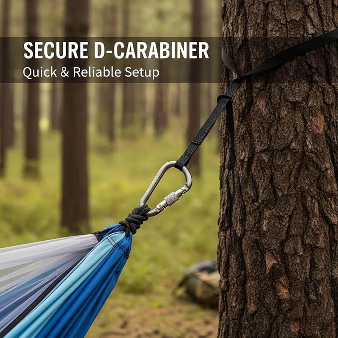 YSUEFIJO Travel Hammock with Mosquito Net, Hanging Hammock for Outdoor Adventures, Camping Hammock Perfect for Backpacking Or Patio, Foldable and Lightweight, Supports 250kg