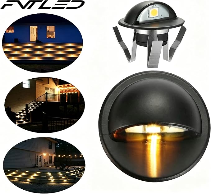 Warm White Low Voltage LED Deck Lights kit Φ1.38 Outdoor Garden Yard Decoration Lamp Recessed Landscape Pathway Step Stair Warm White LED Lighting, Black