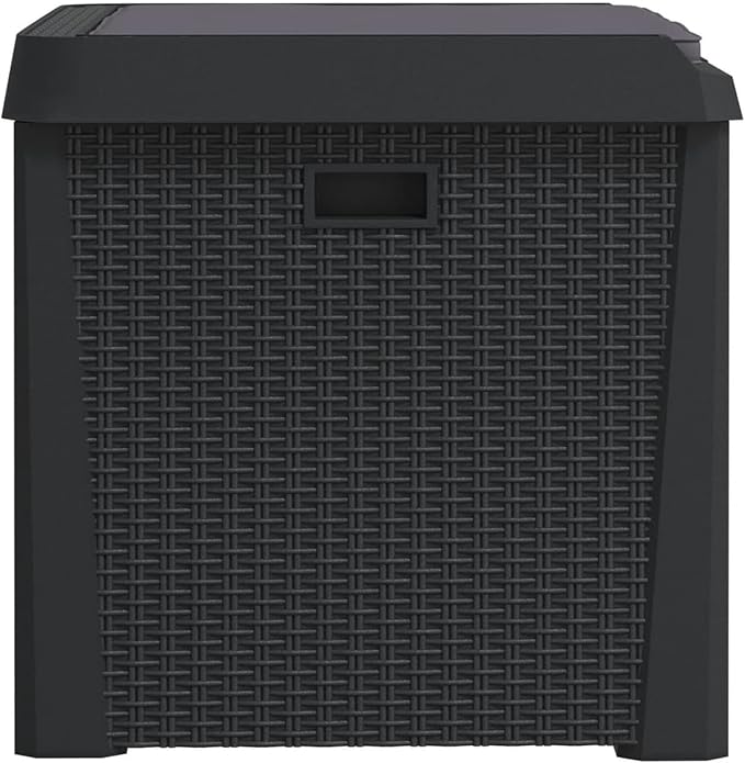 Gecheer Patio Rattan Deck Box Patio Storage Box with Seat Cushion Anthracite 33 gal p p