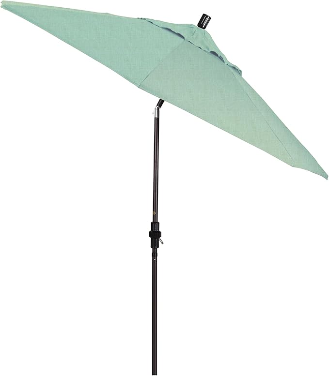 California Umbrella 9' Round Aluminum Market Umbrella, Crank Lift, Collar Tilt, Bronze Pole, Sunbrella Spectrum Cilantro