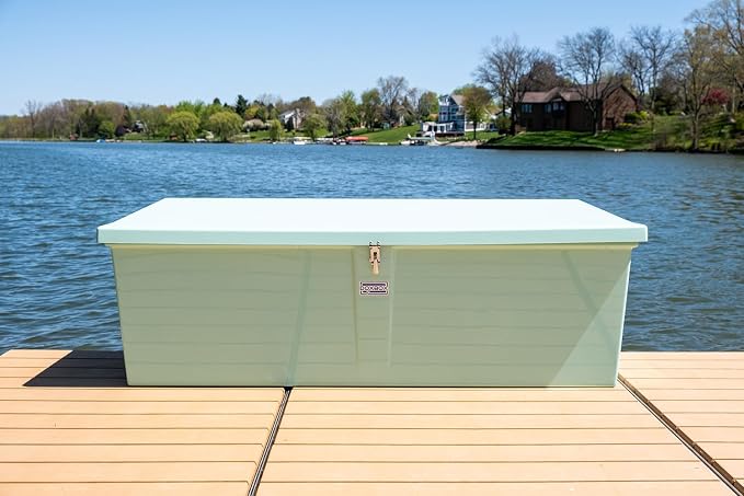 DoxBox Fiberglass Storage Box. US Made Weatherproof Storage with UV-Resistant Gelcoat for Waterfront, Boat, and Outdoor Gear, Rectangle Shape (Seafoam)