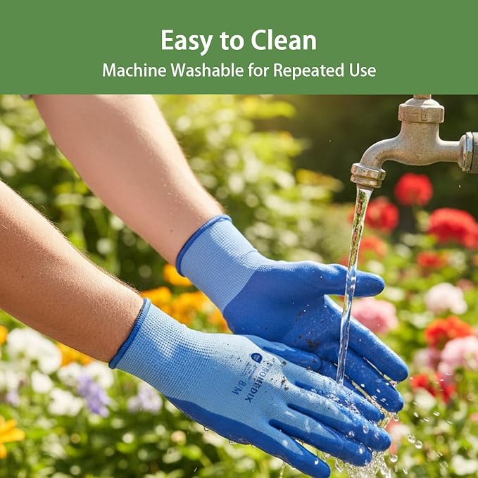 PROMEDIX P 4 Pairs Gardening Gloves for Women & Men, Breathable Nitrile Coated for Yard Working Garden Gloves Washable