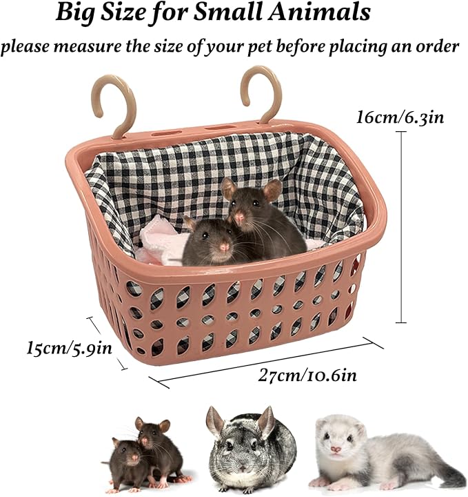 JWShang 2 Big Rat Hammocks for Cage Chew Proof, Rat Warm Bed, Small Animal Hanging Hammock, Rat Cage Accessories for Small Animals Rat, Mouse, Guinea Pig, Chinchilla, Sugar Glider, Ferret