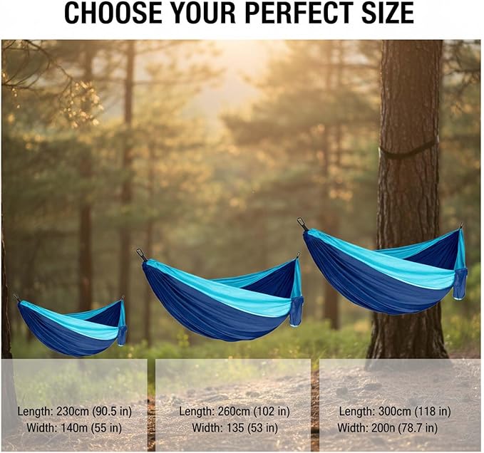 Camping Hammock, Portable Hammock for Outdoor Travel, Double Hammock with Tree Straps, Lightweight Hammock for Backyard Patio Beach Hiking Camping Gear
