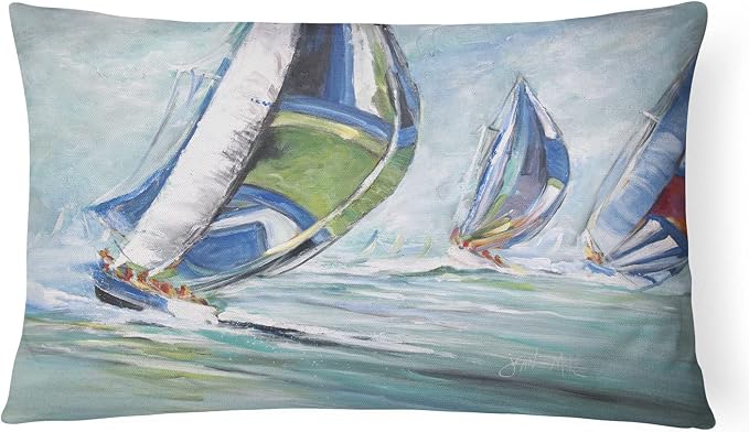 Caroline's Treasures JMK1030PW1216 Boat Race Canvas Fabric Decorative Pillow Machine Washable, Indoor Outdoor Decorative Pillow for Couch, Bed or Patio, 12HX16W