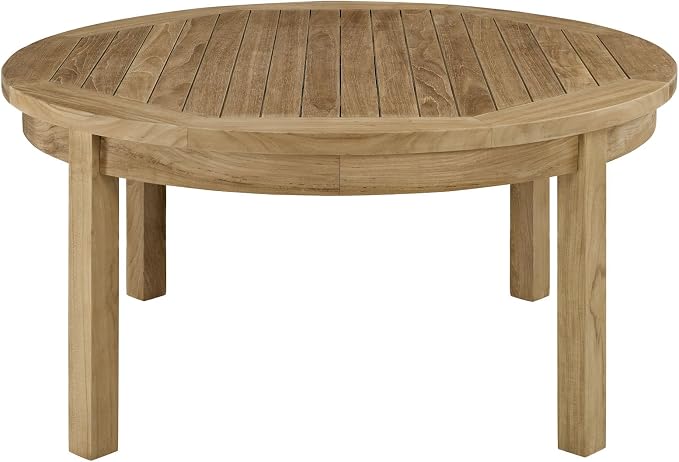 Modway Marina Premium Grade A Teak Wood 3-Piece Outdoor Patio Furniture Set in Natural Navy