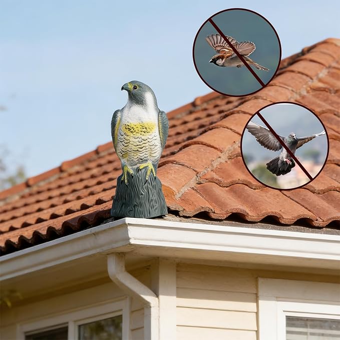 Hausse Scarecrow Eagle Fake Hawk Decoy Statue Scare Birds Away, Plastic Deterrents, Garden Protectors Bird Repellent, Nature Enemy Bird Repellent for Outdoor Garden Yard