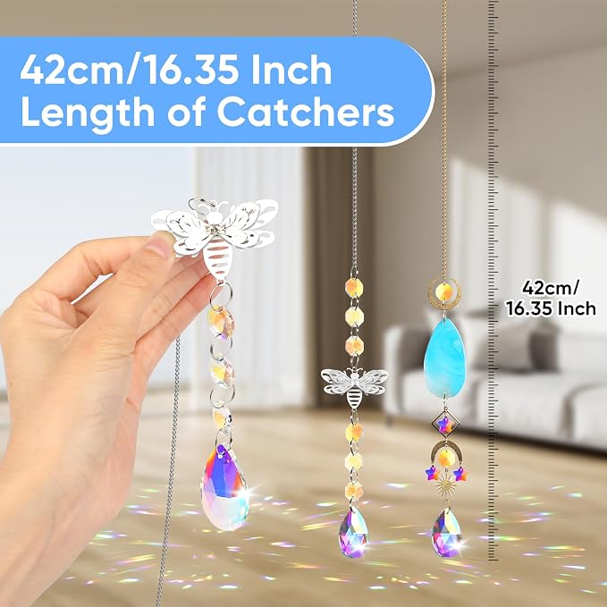 BlumWay Crystal Suncatcher, Hanging Suncatchers with Crystals Light, 7 PCS | Sun Catchers Indoor Window, Prism Pendants, Agate Slices, Tree of Life, Crystal Suncatchers Indoor Outdoor, Home Garden Decor