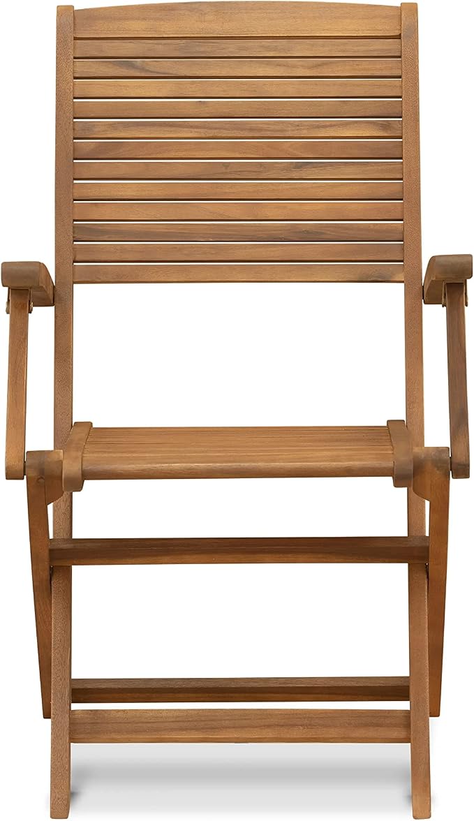 East West Furniture AEHD5CANA 5 Piece Patio Dining Set Consist of a Rectangle Outdoor Acacia Wood Dining Table and 4 Folding Arm Chairs, 36x60 Inch, Natural Oil