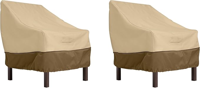 Classic Accessories Veranda Water-Resistant 25.5 Inch Patio Chair Cover, 2-Pack, Outdoor Patio Chair Covers