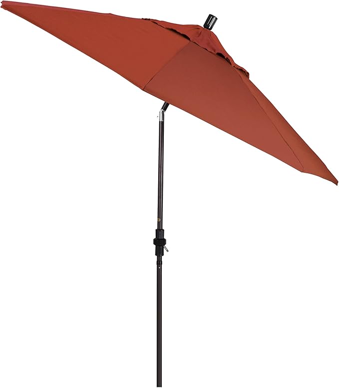 California Umbrella 9' Round Aluminum Market Umbrella, Crank Lift, Collar Tilt, Bronze Pole, Sunbrella Spectrum Cilantro