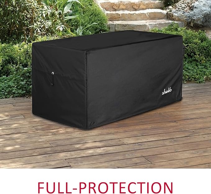 Deck Box Cover Waterproof Heavy Duty 600D Oxford Fabric,Windproof Patio Storage Box Cover for Outdoor Furniture & Water Tank,Sun-Shielding & Tear-Proof,52(L) x 26.7(W) x 26.7(H)