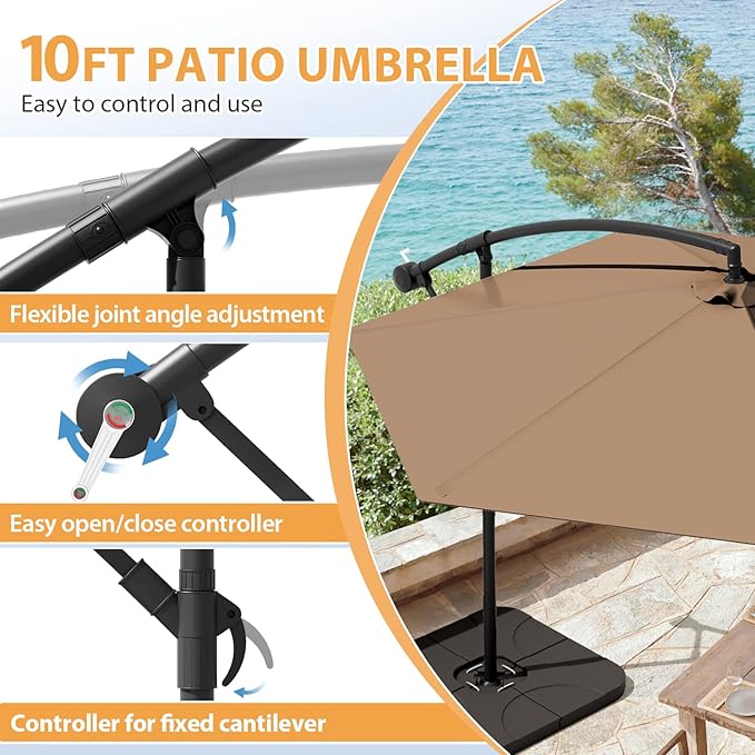 Greesum 9FT Patio Umbrella, Outdoor Table Umbrella with Push Button Tilt, Crank and 8 Sturdy Ribs for Garden, Lawn, Backyard & Pool