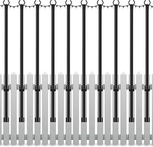 Mutovlin 10 Pack String Light Poles,5 Ft Light Poles for Outside String Lights,Outdoor Lights Pole with Fork,Metal Poles Stand for Patio Deck Backyard