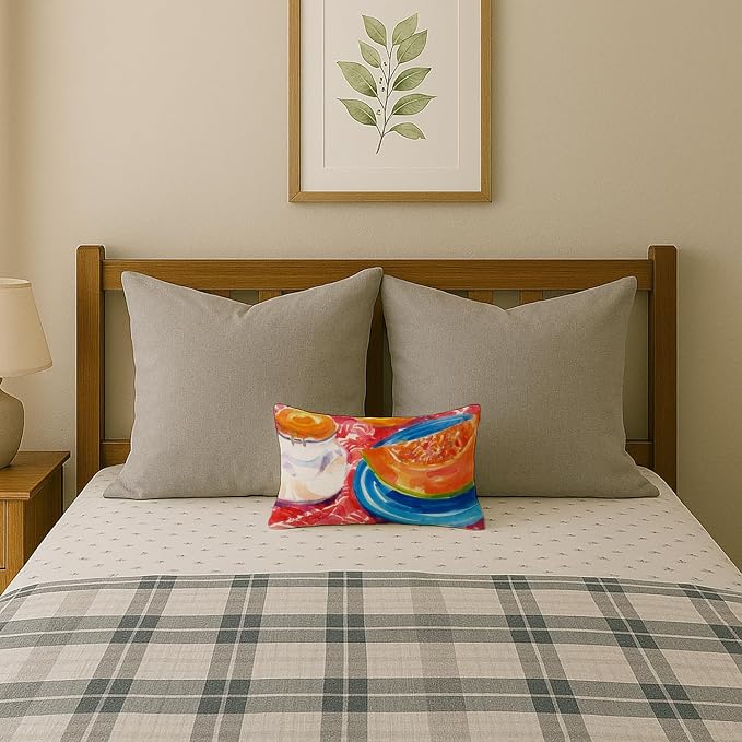 Caroline's Treasures 6036PW1216 A Slice of Cantelope Canvas Fabric Decorative Pillow Machine Washable, Indoor Outdoor Decorative Pillow for Couch, Bed or Patio, 12HX16W