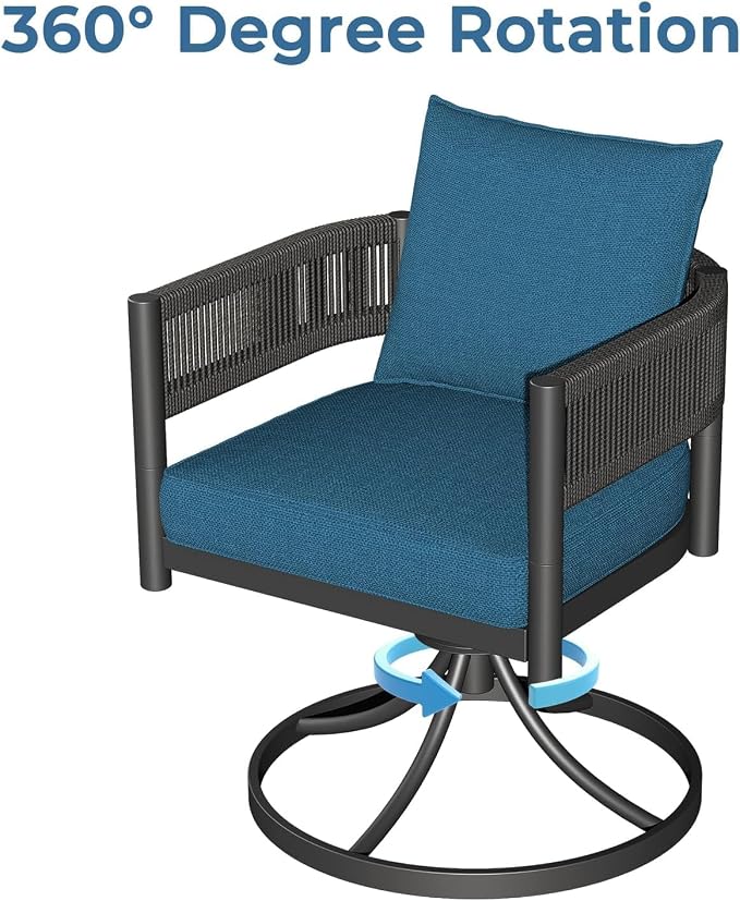 Grand patio 9-Piece Expandable Table Dining Set for 6 to 10, Aluminum Outdoor Dining Table with Glass Tabletop, Metal Woven Wicker Swivel Patio Chairs with Cushions for Yard, Poolside, Deck (Brown)