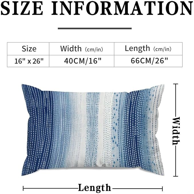 Lumbar Pillow Cases Antelope Aqua Animal Pillowcase Farmhouse White Blue Animal Strip Pillow Cover Accent Outdoor Garden Decoration for for Home Indoor Sofa Couch Decor 16x26in