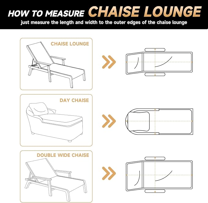 Patio Chaise Lounge Covers Waterproof , 420D Heavy Duty Chaise Lounge Covers 2 Pack with Handle & Air Vents, All-Weather Fit 68L x 30W x 30H inch Outdoor Poolside / Patio Lounge Chairs