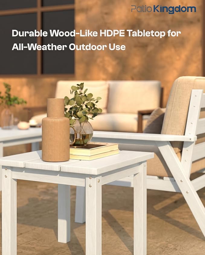 7 Piece Patio Conversation Sets, Outdoor Couch with Washable Thick Beige Cushions, HDPE Patio Furniture Set, Outdoor Sectional Furniture for Backyard, Deck, Lawn, Porch (White Frame)