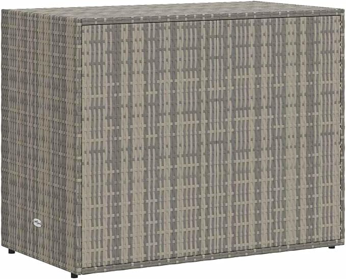 Gecheer Garden Storage Cabinet, Weatherproof Spacious Rattan Deck Box with Poly Rattan and Steel Frame for Outdoor Balcony Terrace