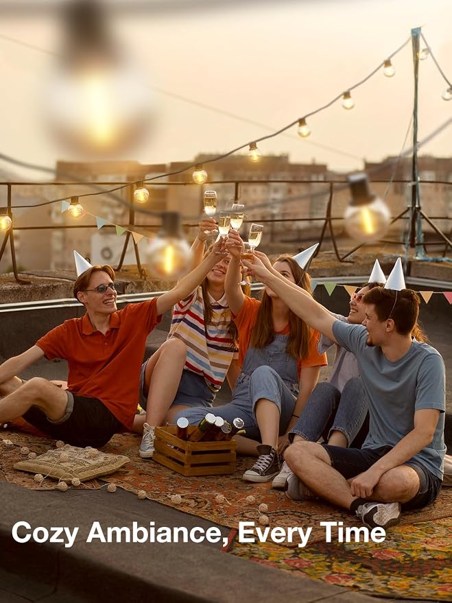 addlon 100FT Outdoor String Lights 54 G40 LED Bulbs Dimmable Waterproof | Shatterproof Globe Bulbs Dimmable, Hanging Patio Lighting for Outside Backyard Garden Deck Balcony Porch Cafe Bistro Pergola