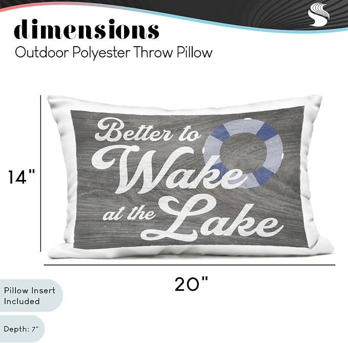 Stupell Industries | Rustic Wake at Lake, 14 x 20 | Outdoor Pillow, Made in USA - By Lil' Rue