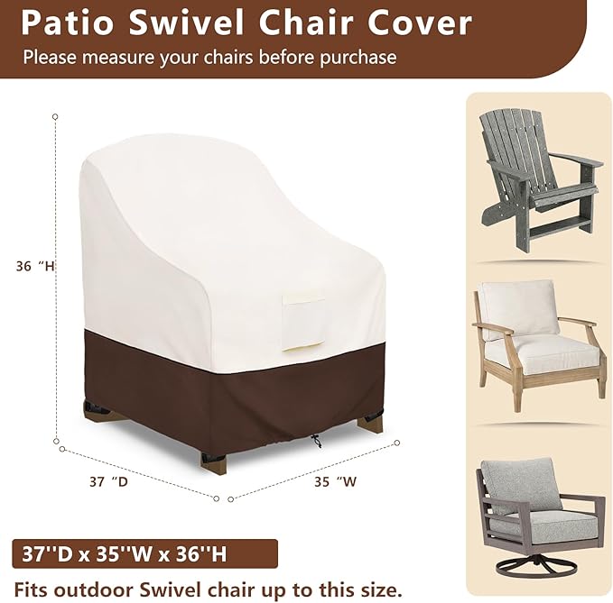 Outdoor Swivel Chair Covers 4 Pack,600D Heavy Duty Waterproof Patio Rocking Chairs Cover,Outdoor Furniture Covers for All Weather Protection.35 W x 37" D x 36" H