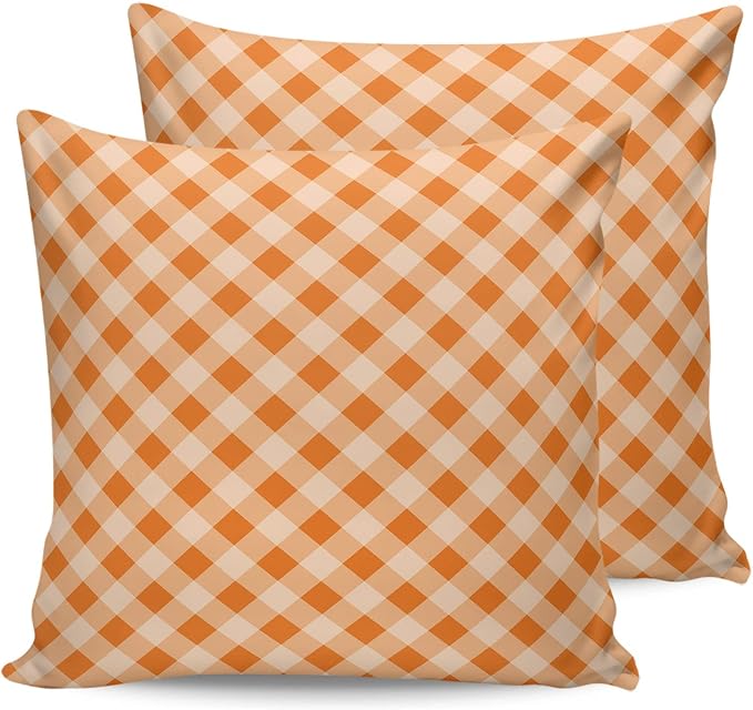 Outdoor Waterproof Pillow Covers for Patio Furniture Check Plaid Decorative Throw Pillow Cover Geometric Pattern Pillowcases Set of 2 Cushion Case for Sofa Couch Chair Home Decor 24x24 inch