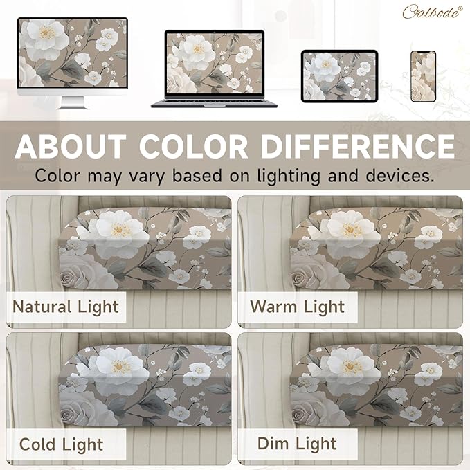 CALBODE 8Pcs Stretch Patio Cushion Cover, Vintage Floral Printed Couch & Sofa Slipcovers for Patio Furniture Cushions Washable Reusable Couch Covers Replacement for All-Season (Cover Only)