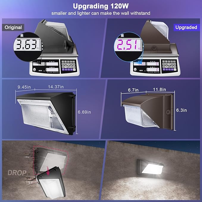 ledmo LED Wall Pack Lights Repalces 800W HPS/HID Light 4 Pack 15600LM Outdoor Commercial Lighting Fixture 120W Waterproof Wall Mount Security Lighting 5000K