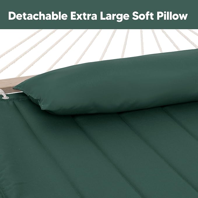 SUNCREAT Portable Outdoor Hammock with Stand, Canopy, Double Hammock with Stand for Outside, Patent Pending, Dark Green
