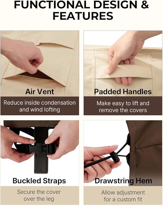 loriano Patio Furniture Cover Set, 5 Piece Outdoor Furniture Cover Waterproof, 600D Heavy Duty Lawn Patio Set Covers