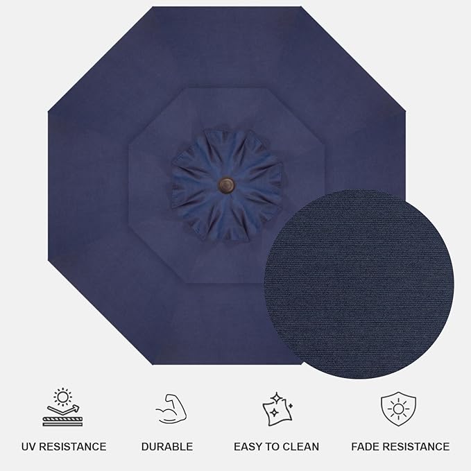 Treasure Garden AKZ PLUS Cantilever Umbrella 13' Sunbrella Spectrum Indigo Canopy and Bronze Frame with Stationary Base