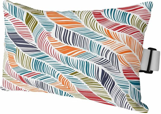 Abstract Stripes Outdoor Pillows with Insert 12x20 Inch Red Orange Blue Gradient Wavy Lines Leaf Waterproof Headrest Pillows with Adjustable Strap Lounger Chair Throw for Patio Furnitures , 1 Pack
