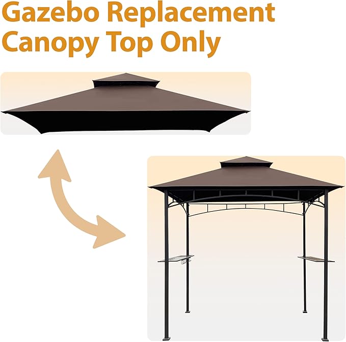Coastshade Replacement Gill Gazebo BBQ Canopy Top for Model #L-GG001PST-F,8x5 Gazebo Grill Canopy BBQ Gazebos Top Only(Brown)