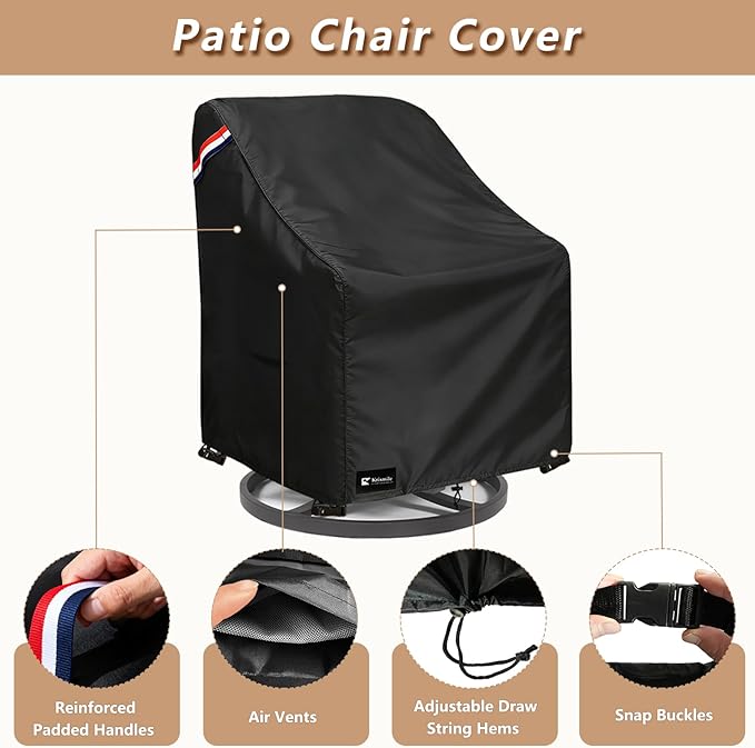 Outdoor Swivel Rocker Chair Cover 4 Pack,Waterproof Rocking Chair Covers, All-Weather Protection Outdoor Lawn Patio Furniture Covers for Patio Chair 35" W x 38" D x 32" H, Black
