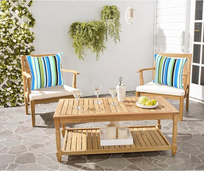 Enipate Inserts Included Outdoor Throw Pillows, Pack of 2 Striped Water Resistance Stuffed Pillows for Patio Furniture Decor 18x18 in