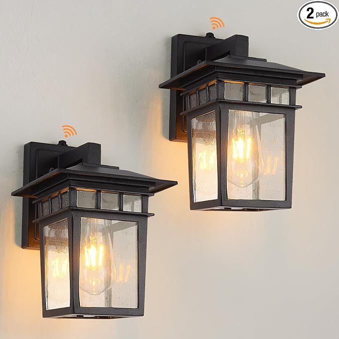 Dusk to Dawn Outdoor Wall Lantern 2 Pack Black Outdoor Sconce of Two