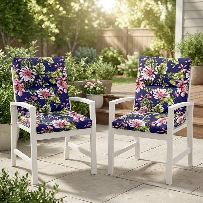 BrylaneHome Bh Performance Universal Chair Cushion - Hibiscus