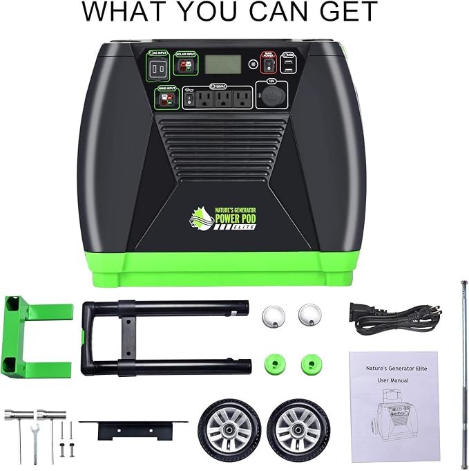Nature's Generator Elite Gold - WE System:3600W Solar & Wind Powered Pure Sine Wave Off-Grid Nature's Generator Elite+2pcs 100W Solar Panel+Wind Turbine HKNGAUELW