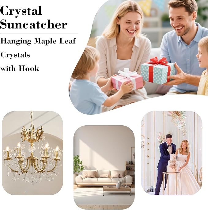 10pcs Crystal Sun Catcher Hanging AB Color Crystals Prisms for Lamps Decor | Crystal Sun Catcher, 38mm Hanging Crystal, Chandelier Parts, Prism Pendants with Hook, Crystal Christmas Ornaments Home Decor