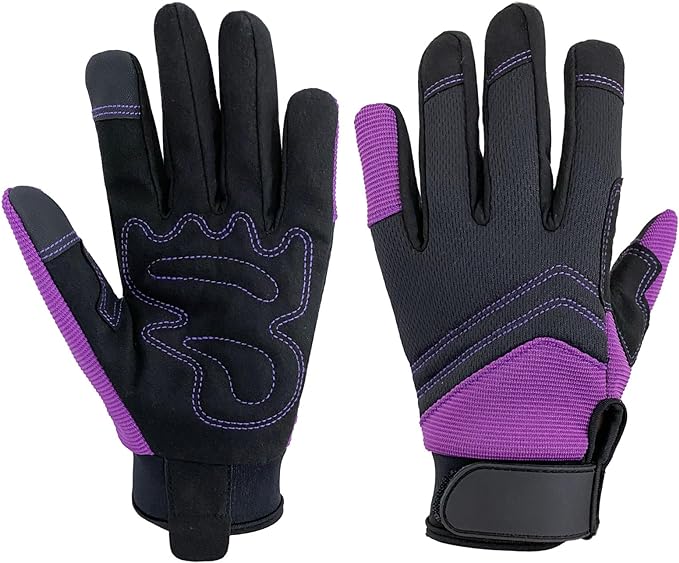 Synthetic Leather Spandex Mechanic Thorn Proof & Puncture Resistant Working Gloves for Men and Women, Safety Work and Gardening, Touchscreen Support