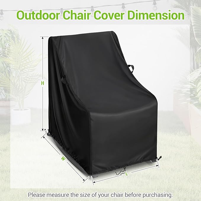 Kasla Patio Chair Cover, Waterproof Heavy Duty Cover for Outdoor Rocking Chair & Rattan Wicker Chair & Swivel Chair & Stackable Dining Chair (Black, 28"L×36"W×45"H, 2 Pack)