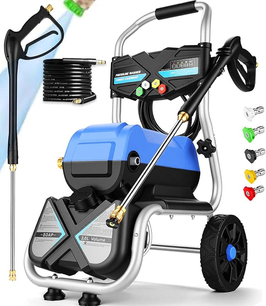 5000 PSI Pressure Washer,4.0 GPM Electric Power Washer, 1800W High Pressure Washer, Professional Washer Cleaner, with 5 Nozzles,3L Soap Bottle and 33FT Hose, Best for Cleaning Cars Patio Garden,Blue