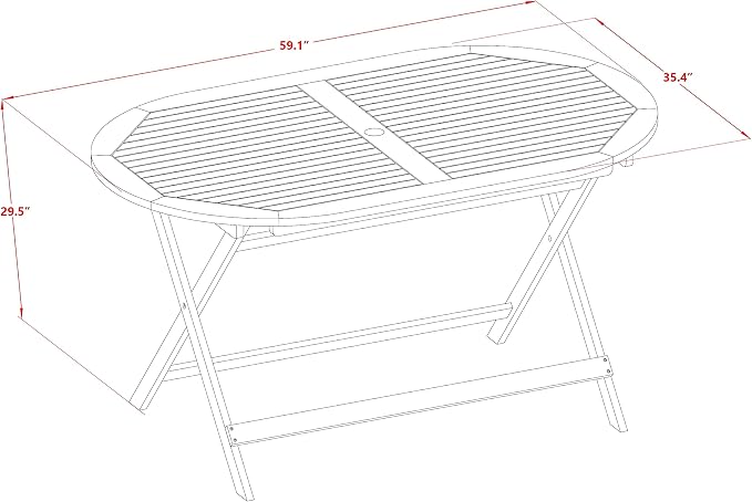 East West Furniture DIFM7CWNA 7 Piece Patio Dining Set Includes an Oval Outdoor Acacia Wood Table and 6 Folding Side Chairs, 36x60 Inch, Natural Oil