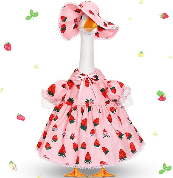 FuWeave Fall Porch Goose Outfit for Lawn Decor | Fits 23"/17" Lawn Plastic/Cement Statue Goose Costume Dress for Front Outdoor Courtyard Garden Patio Yard Decoration